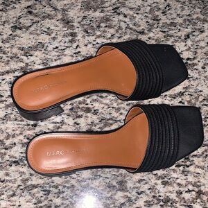 Marc Fisher Black Ribbed Mules